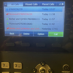 Detail of a VoIP phone screen